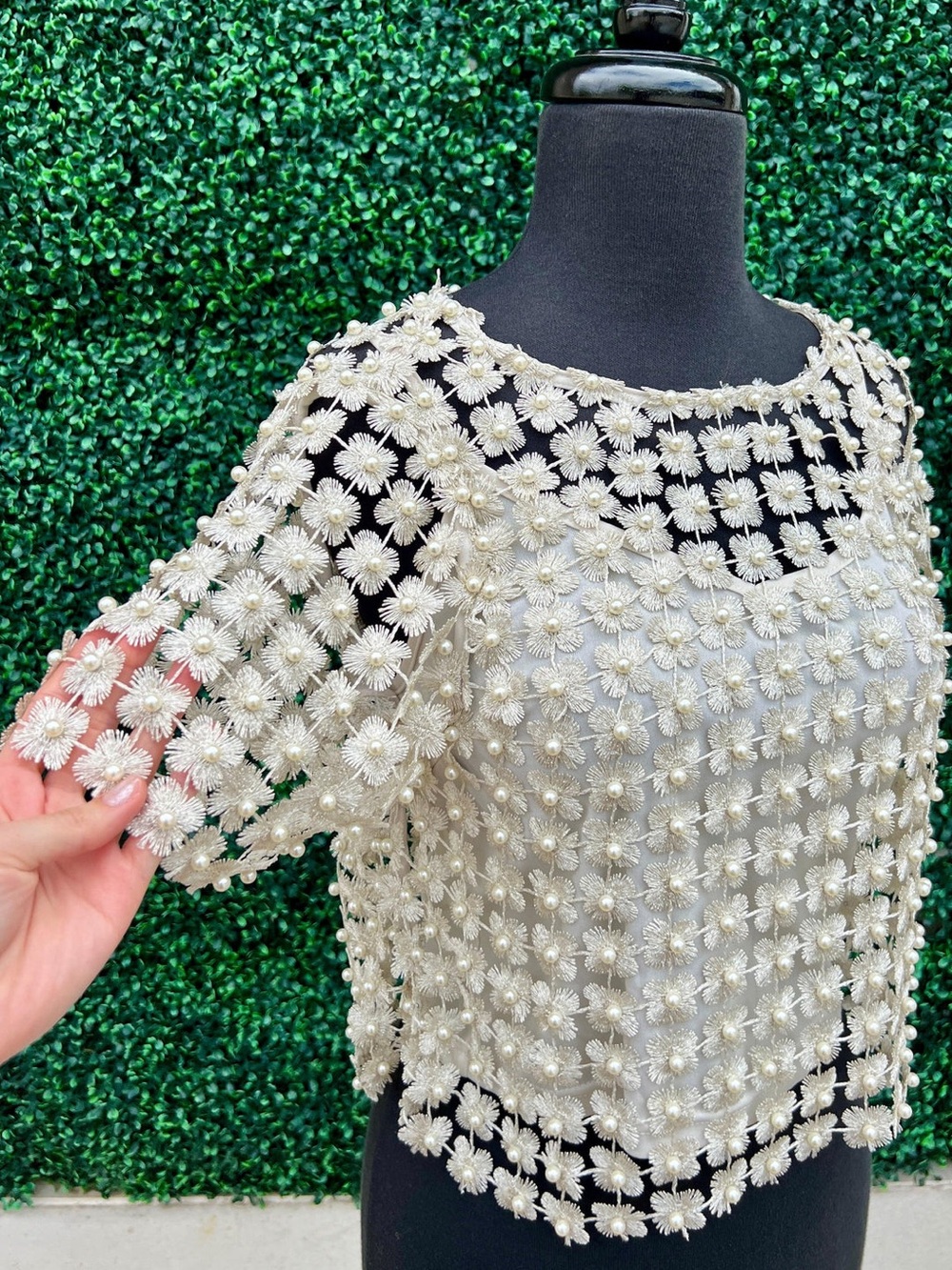 Ivory Pearl Daisy Crochet Top